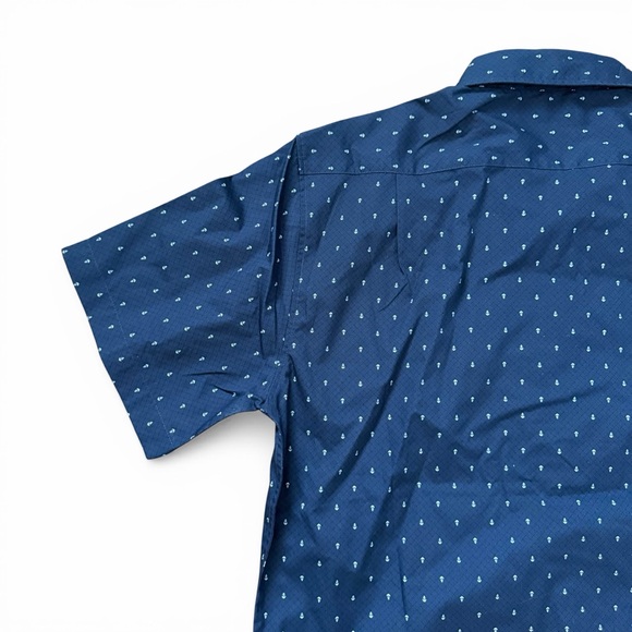 Beverly Hills Polo Club Blue Anchor Print Short Sleeve Button Down Shirt XL - Picture 2 of 4